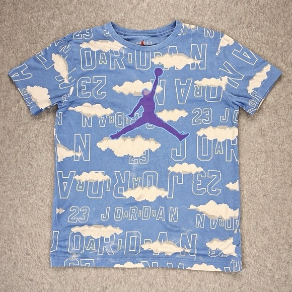 Nike Other - Nike Air Jordan Jumpman Cloud All Over Print Tee Youth XL 13–15 Blue 23